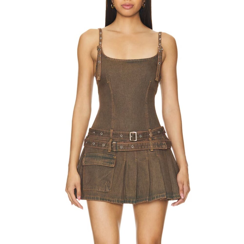 EUC Lioness Biker Mini Dress in Petrol, size S